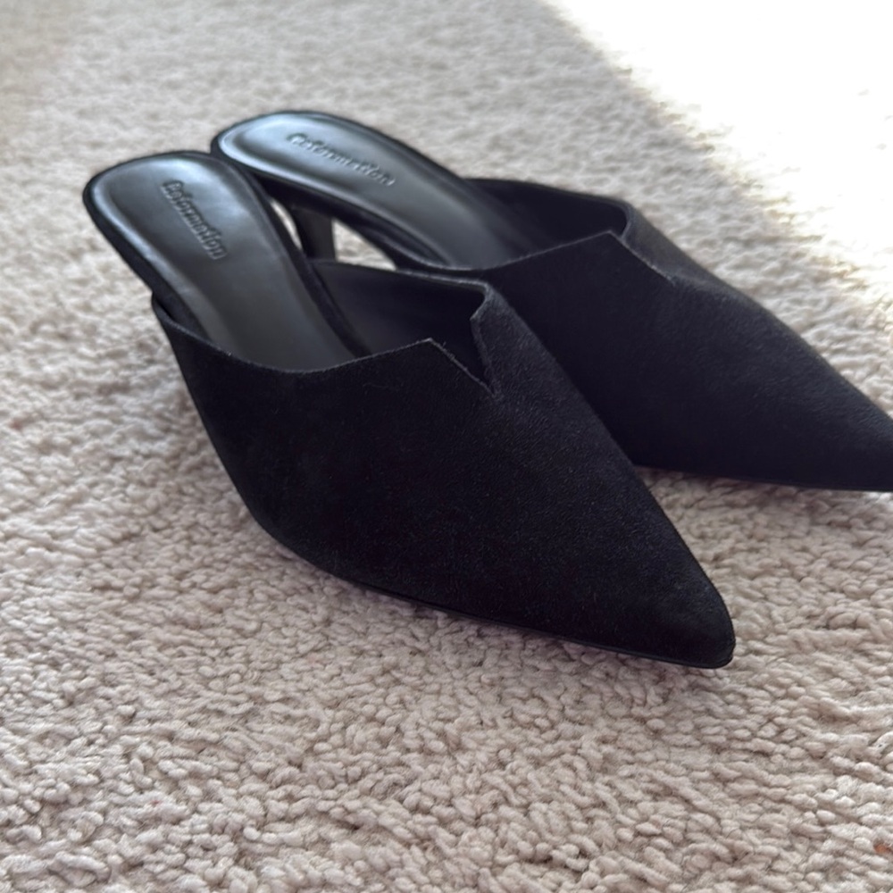 Reformation Women's Black Suede Mules